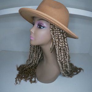 Passion Twist Braided Wigs for Black Women Fedora Hat Brim Hat Wig With Hair